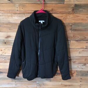 Three Dots Quilted Black Puffer Jacket